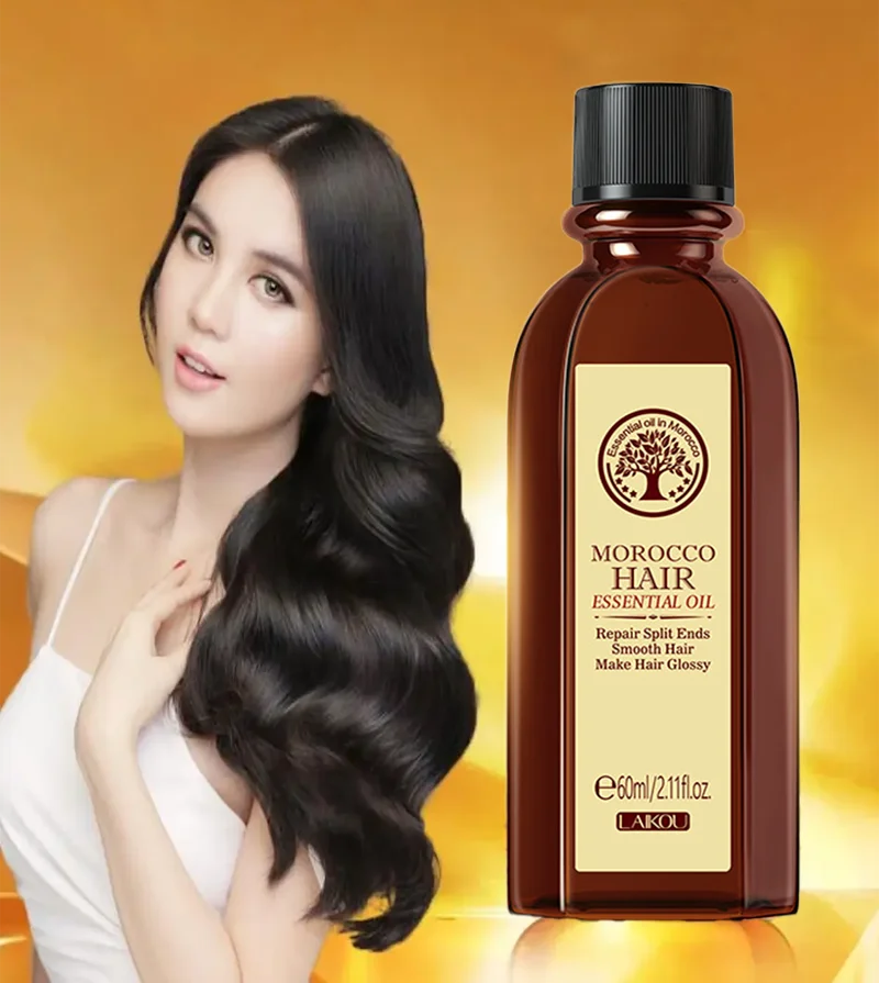 Laikou Argan Hair Oil Essential Oil Natural Anti-hair Loss Prevent Hair Dry Soft Nourishing Frizz Damaged Repair Care 60ml Oasis Select