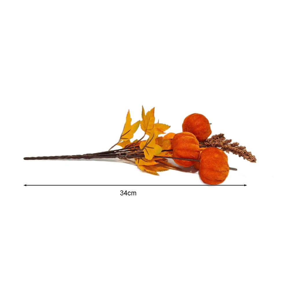 Artificial Pumpkin Maple Leaf Floral Pick | Fall Harvest Décor