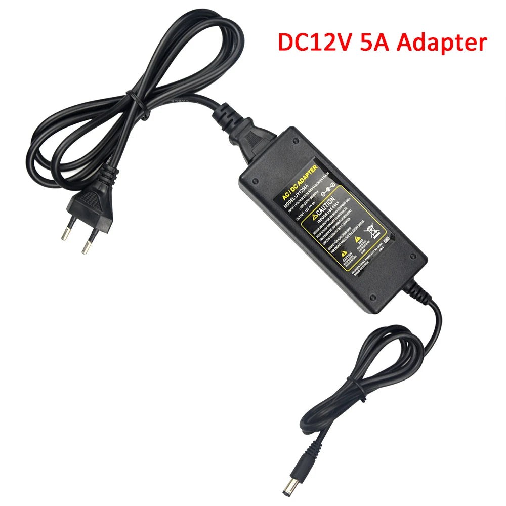 Universal Power Adapter AC110-240V To DC 12V EU Supply Charger 5.5*2.1mm Lighting Switches Power Driver for LED Strip Light TV Oasis Select 5A 12V EU Power Plug