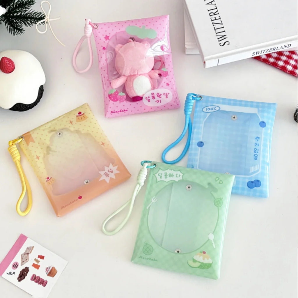 Transparent Doll Display Bag Colorful PVC Doll Carrying Case Dustproof Pouch with Lanyard Pendant Badge Storage Bag Supplies Oasis Select