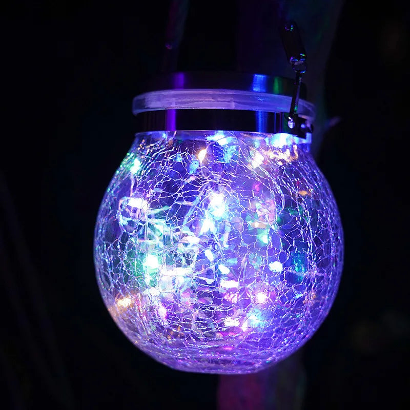 Solar Outdoor Lights Set: Garden Crack/Hanging Bottle Lights Xmas Mason Decor Oasis Select 20 light RGB