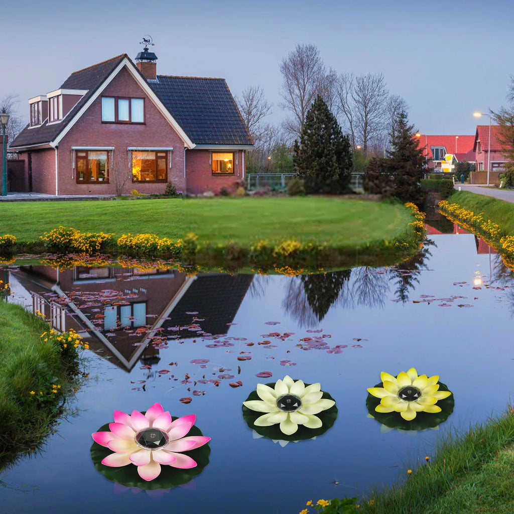 1pc Solar Floating Lotus Shape Water Surface Decor Fountain Decor Bird Bath Lotus Waterscape For Fish Tank Pool Pond Outdoor Gar Oasis Select