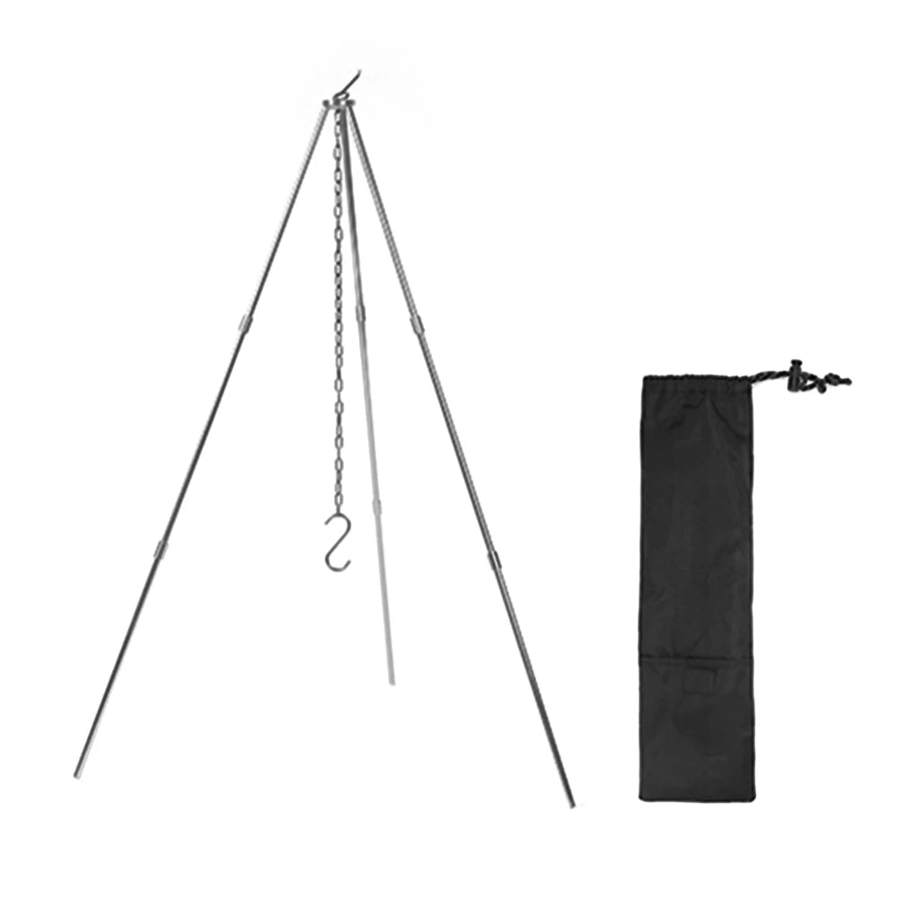Camping Bonfire Tripod – Aluminum Alloy Detachable Stand Campfire Cooking Tripod Oasis Select Silver Small spain