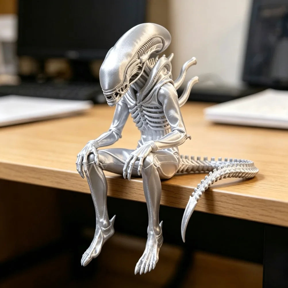 Sci-Fi Horror Alien Monster Sculpture 3D Printed Sitting Figurine Gothic Desktop Ornament Creative Collectible Decoration & Gift Oasis Select