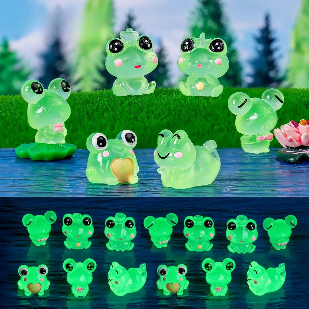 Micro Landscape Creative Cute Glow-in-the-dark Frog Doll Decoration Accessories Resin Crafts Car Desktop Widget Oasis Select