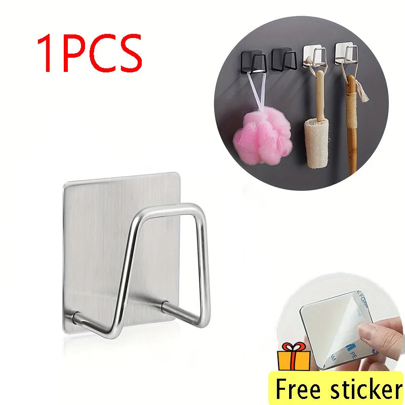 Kitchen Stainless Steel Sink Shelf Sponges Holders Adhesive Drain Drying Rack Wall Hooks Accessories Storage Organizer Oasis Select 1PCS-sliver 1
