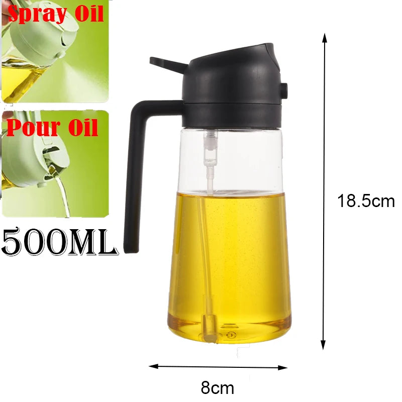 Kitchen Sprayer Spray Oil Dispenser 2in1 Oil Dispenser Oil Sprayer Comfortable Handle Barbecue Air Frying Pan Oven Steak Frying Oasis Select 2use black 500ml