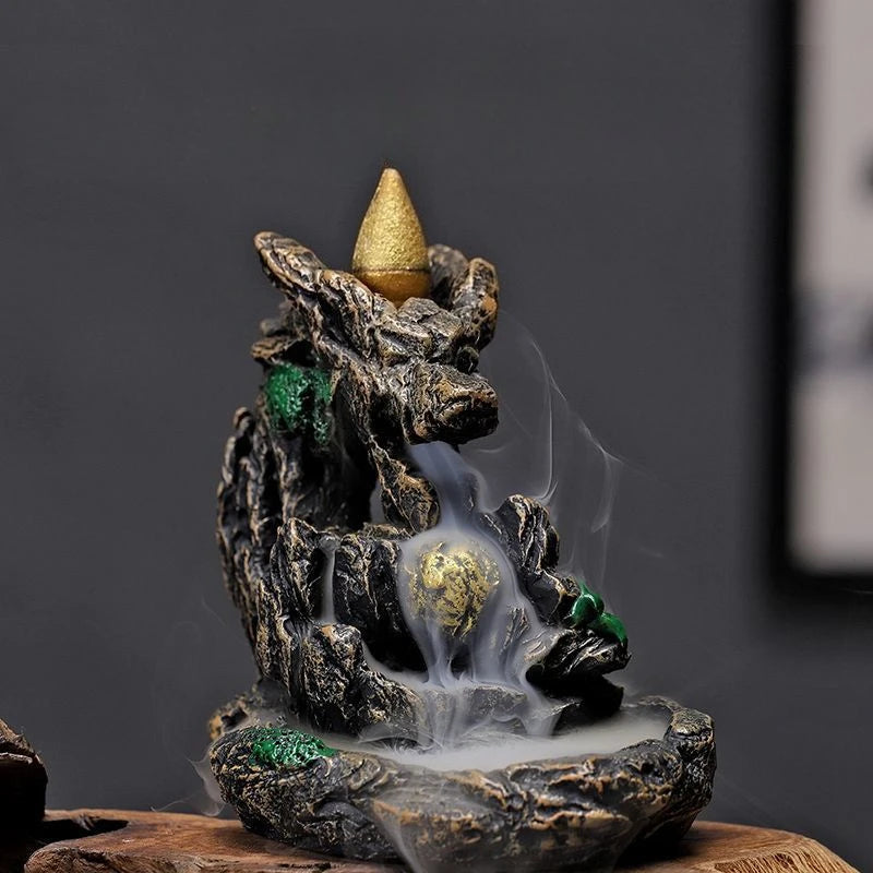 Clearance 1pc Resin Vintage Dragon Statue Backflow Incense Burner， Creative Dragon Backflow Incense Pedestal Fragrance Diffuser Oasis Select