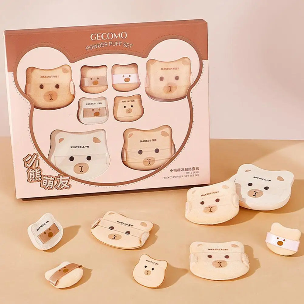 Little Bear Powder Puff Set – Soft Plush Makeup Sponge 5/8Pcs