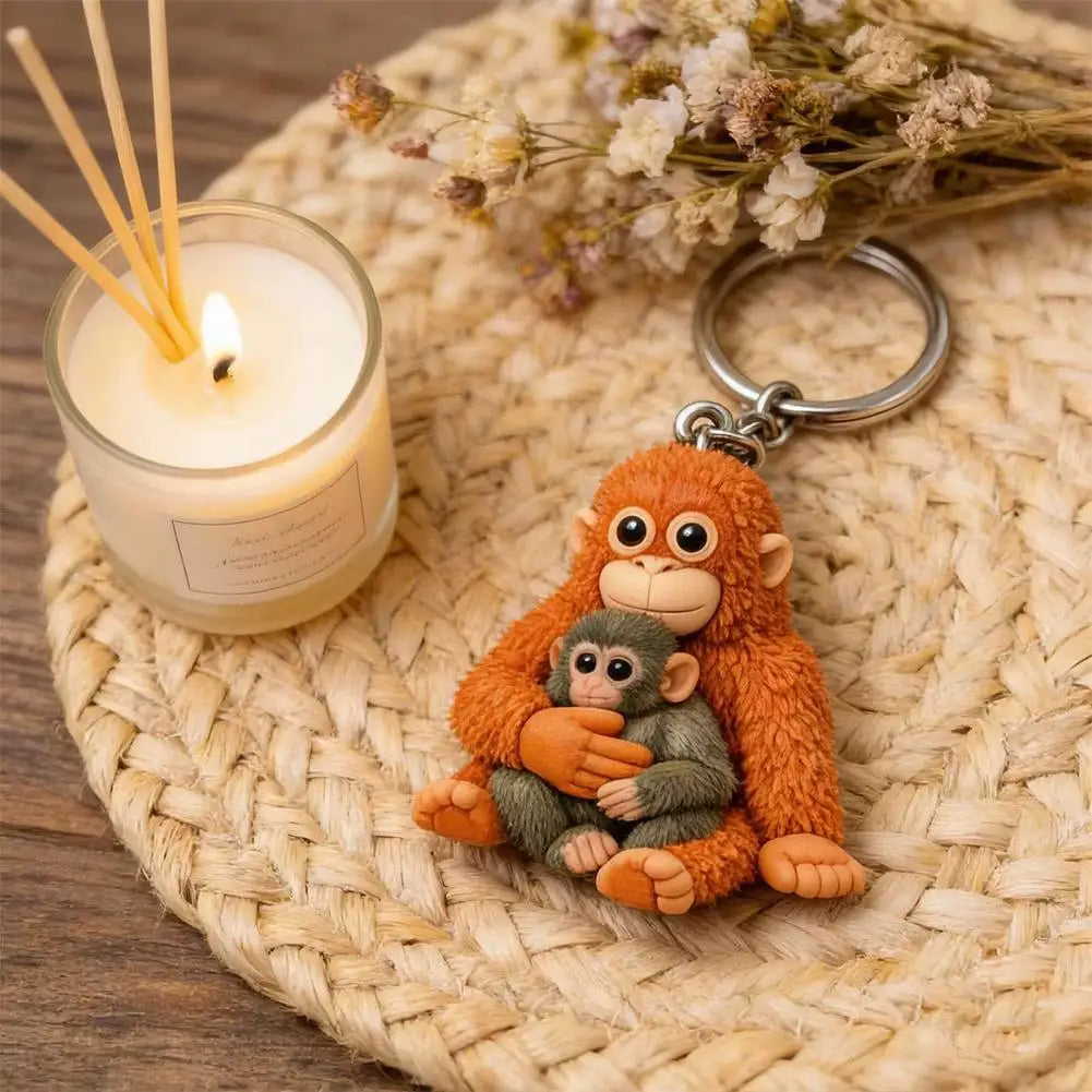 Cute Monkey Keychain Charm – Backpack, Keys & Car Gift
