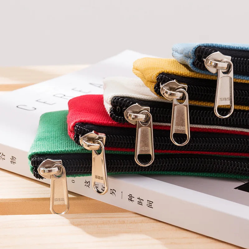 DIY Plain Canvas Cotton Bag Pure Zipper Coin Key Bag Money Pocket Women Men Hand-held Coin Purse Small Wallet Kid Oasis Select