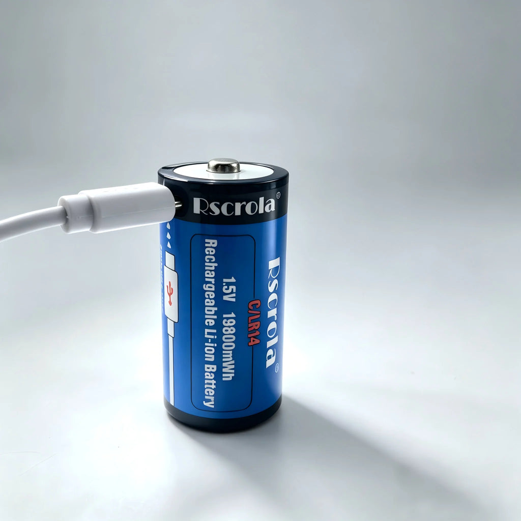 USB-C Rechargeable C Size Li-ion Battery 1.5V LR14 High Capacity with over 19000mWh Long Lasting for Flashlight Toys Lanterns Oasis Select