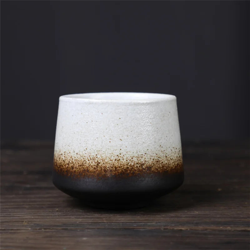 200ml Gradient Ceramic Coffee Cup - Espresso Cup + Latte Cup + Milk Mug, Heat-Resistant Matte Glaze Teacup for Cafes & Home Use Oasis Select White-Black 200ml