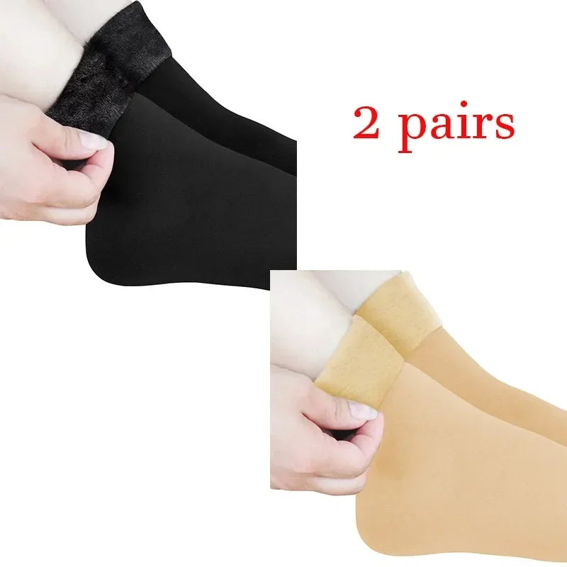 Women Winter Socks Hermal Cashmere Wool Socks Warm Thicken Thermal Snow Boots Floor Socks Oasis Select black 1-khaki 1