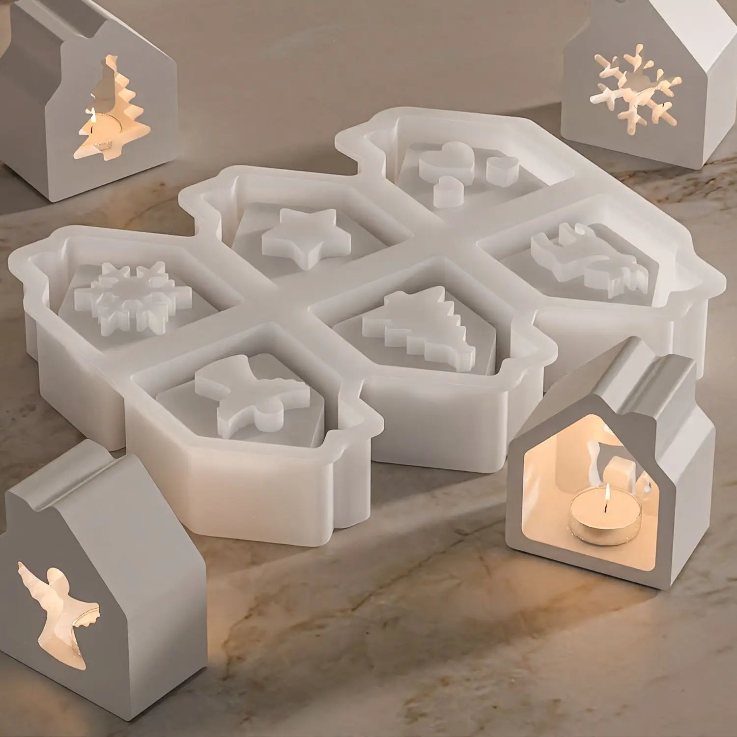 6-Cavity Mold High Quality Diy Craft Kit Silicone Mold Temperature Resistant Candle Holder Mold For Candle Making Home Christmas Oasis Select