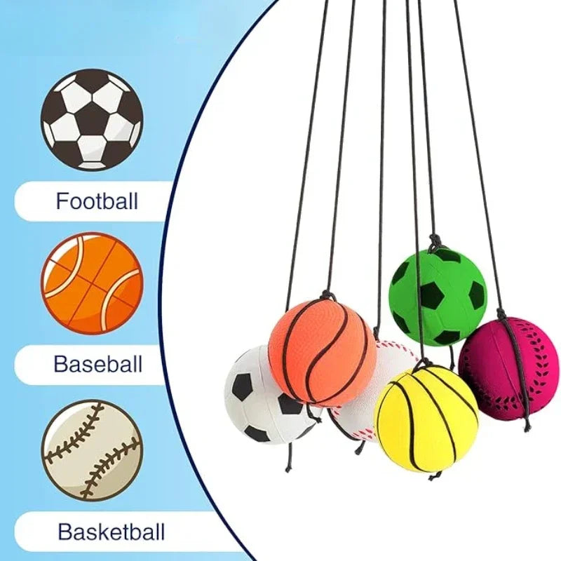 Elastic Hand Swing Ball Wrist Strap PU Elastic Ball Outdoor Exercise Fitness Hand Swing Ball Elastic Ball Children's Rope Toy Oasis Select