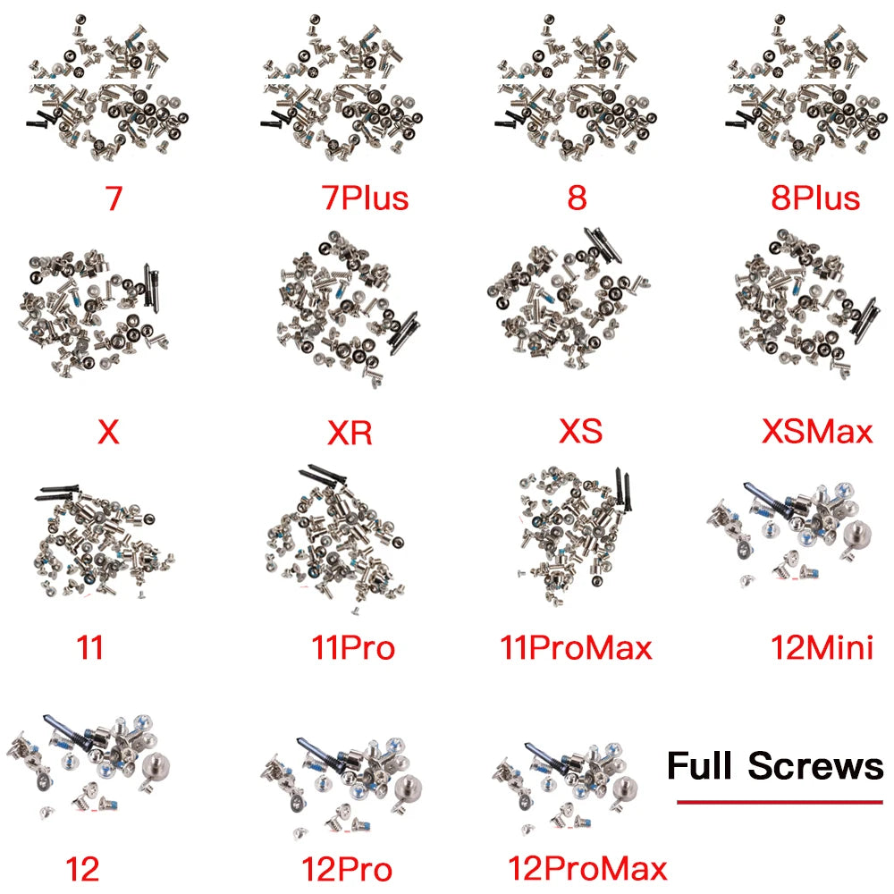 iPhone 7–12 Pro Max Full Screw Replacement Set | 5-Star Screws