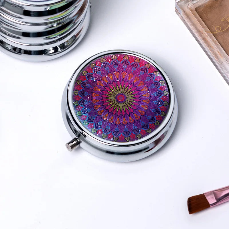 Circular Storage with 3 Compartments Single Compartment Metal Small Medicine Box Jewelry Box Foldable Portable Mini Medicine Box Oasis Select 536Y25