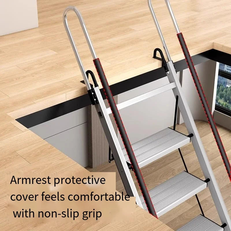 Ladder,household Aluminum Alloy Folding Telescopic Platform, Staircase,indoor Handrail,thickened Mobile Portable Climbing Ladder Oasis Select