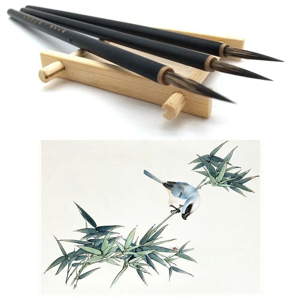 3-Piece Chinese Calligraphy Hook Line Fine Paint Brush Set
