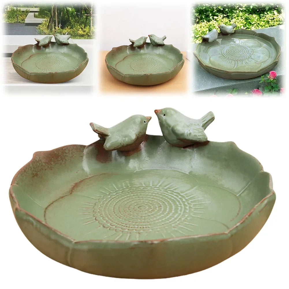 Ceramic Birdbath Bowl & Hummingbird Feeder | Garden Décor Ceramic Birdbath Feeder Oasis Select