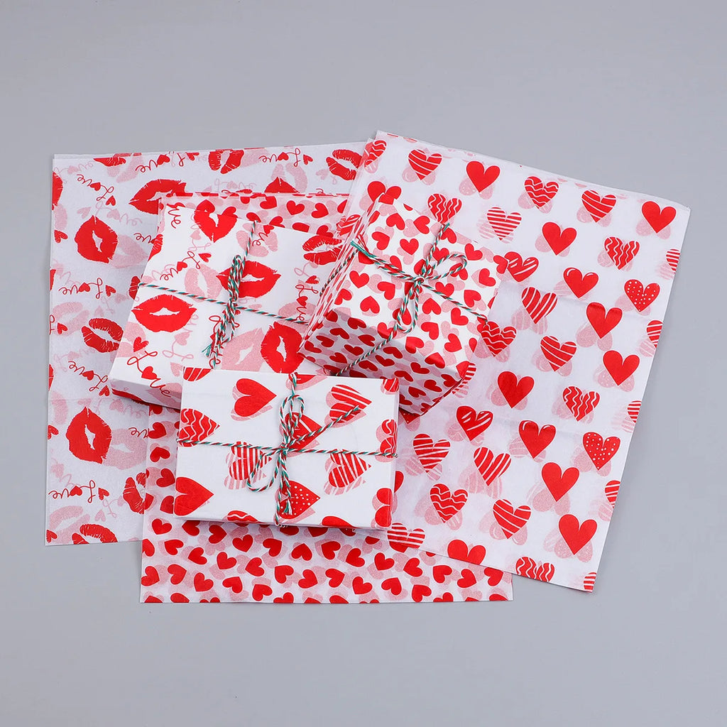 20 Sheets Valentine's Day Tissue Paper Red Love Heart Gift Wrapping Paper Birthday Decor Bridal Shower Party Supplies 50X35 Cm Oasis Select