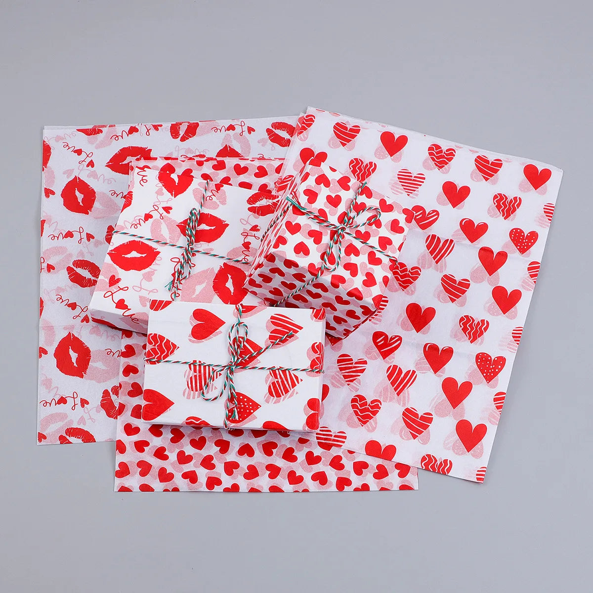 20 Sheets Valentine's Day Tissue Paper Red Love Heart Gift Wrapping Paper Birthday Decor Bridal Shower Party Supplies 50X35 Cm Oasis Select