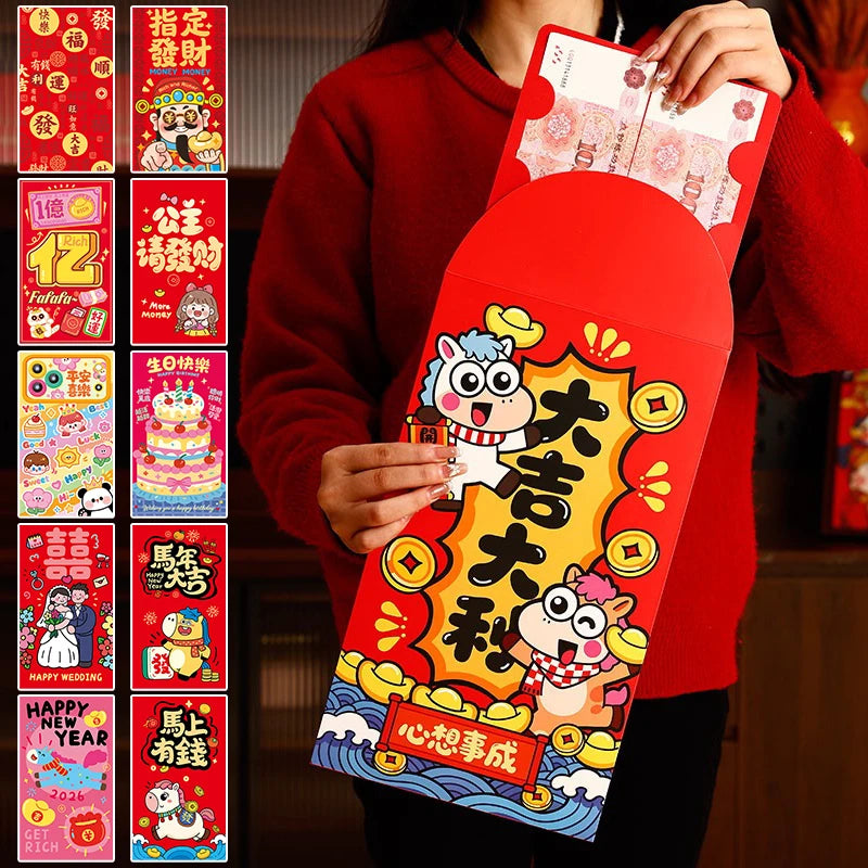 Creative Suprise Big Hongbag New Year Red Envelope birthday Red Pouch Chinese Traditional Lucky Money Pouch 2026 New Year Gifts Oasis Select
