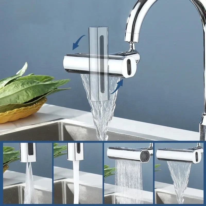 Swivel Waterfall Faucet Four-speed Adjustable Faucet Multifunction Swivel Faucet Kitchen Bathroom Basin Splash Spout Oasis Select