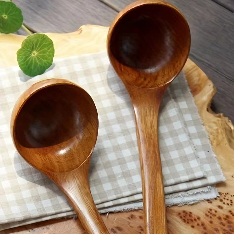 1pc Non-Stick Wooden Cooking Spoon,Daily Solid Anti-scalding Soup Ladle For Kitchen Oasis Select
