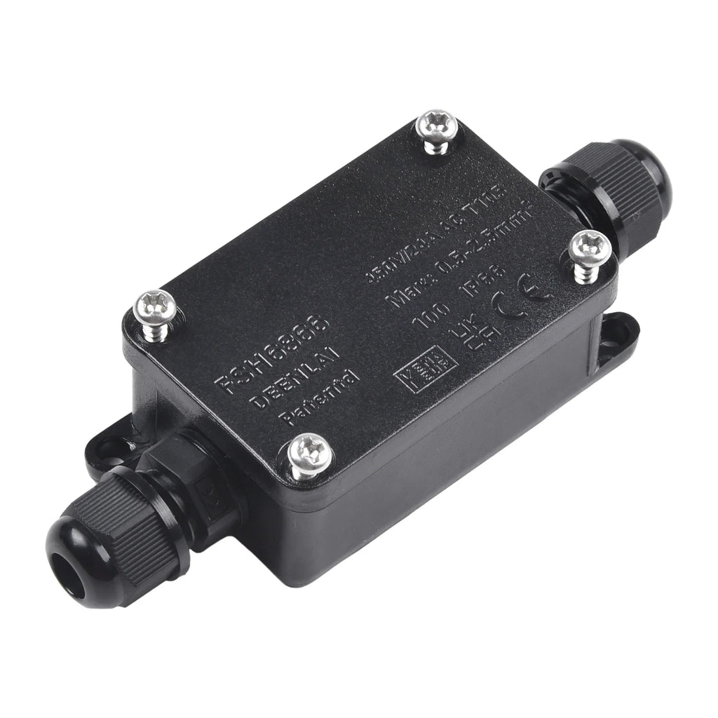 IP66 Waterproof 2-Port Outdoor Junction Box 240V Black Outdoor Junction Box Oasis Select A