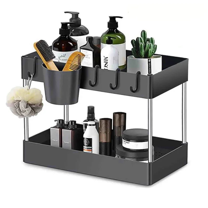 2 Tier Under Sink Organizer For Bathroom Kitchen Storage Sliding Drawer Pull Out Under Sink Cabinet Organizers Kitchen Organizer Oasis Select B-2 Tier-1 basket