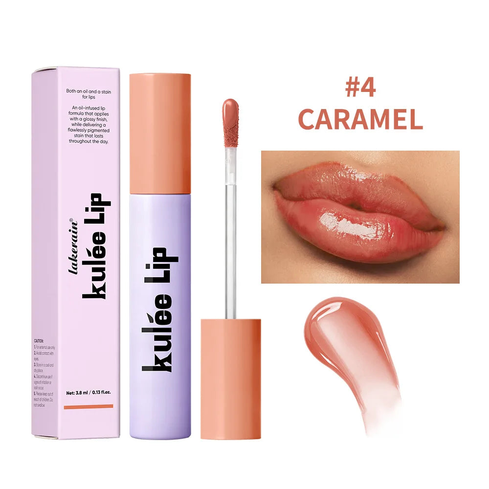 Kulfée 2-in-1 Lip Oil Gloss Stain – Hydrating & Long-Lasting Lip Oil Gloss Stain Oasis Select 4Caramel