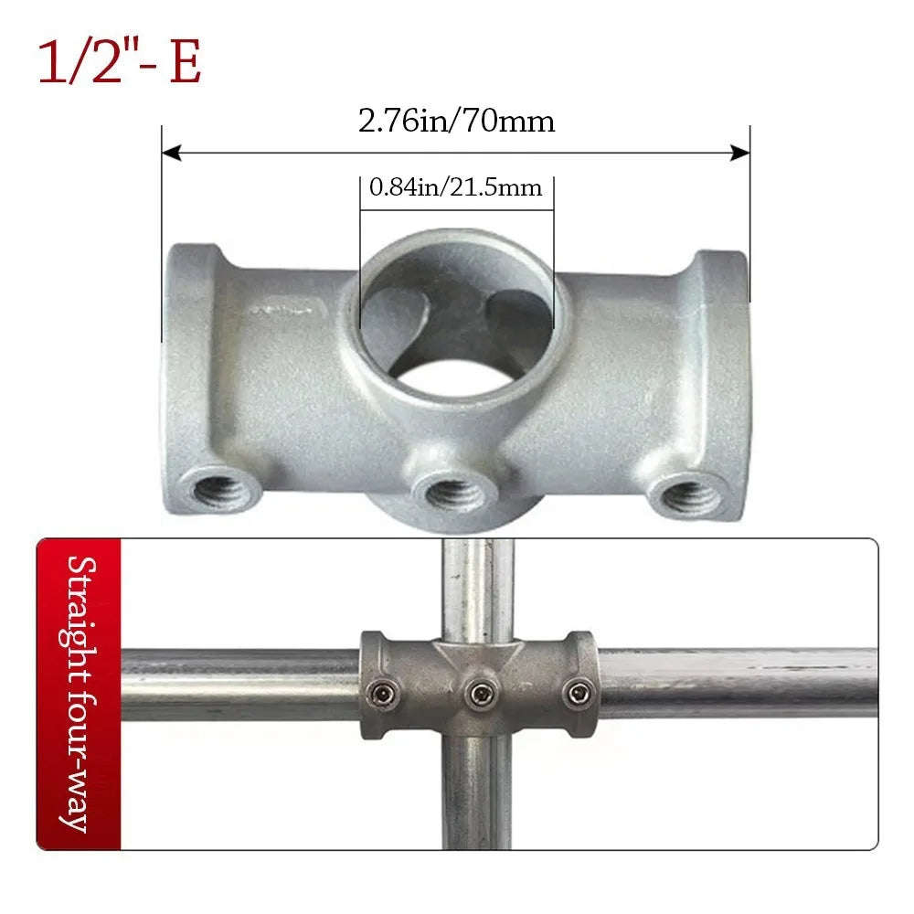 New 1\2''/3\4" Pipe Fitting Connector Aluminum Alloy Steel Fixed buckle Frame Fasteners DIY Corner Circular Pipe Connector pipes Oasis Select 1-2--- E