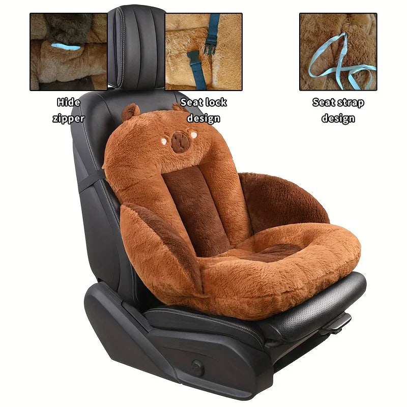 Protection Pad Car Seat Cover Winter Warm Cushion Front Chair Seat Cover Soft Faux Fur Plush Comfortable Car Accessories Oasis Select