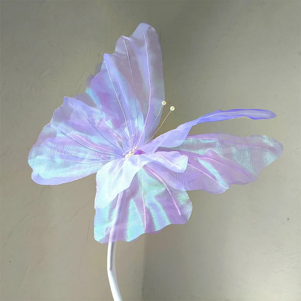 NEW Silk Artificial Butterfly Flowers Colorful Artificial Flowers Flower Head 50cm Giant Butterfly Branch Road Oasis Select Purple