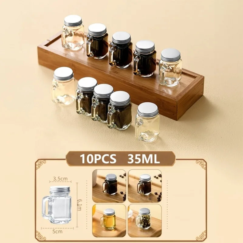 10Pcs-Mini Glass Jar Set Glass Bottles with Aluminum Lids 35ml Empty Sample Jars, Seal Containers, Essential Oils Storage Vials Oasis Select