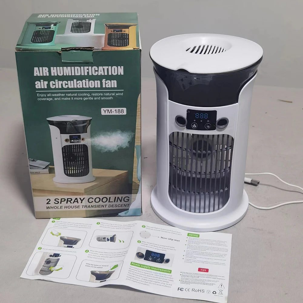 USB Mini Air Cooler Fan | Misting, Humidifier & Night Light Portable Misting Fan Oasis Select WHITE