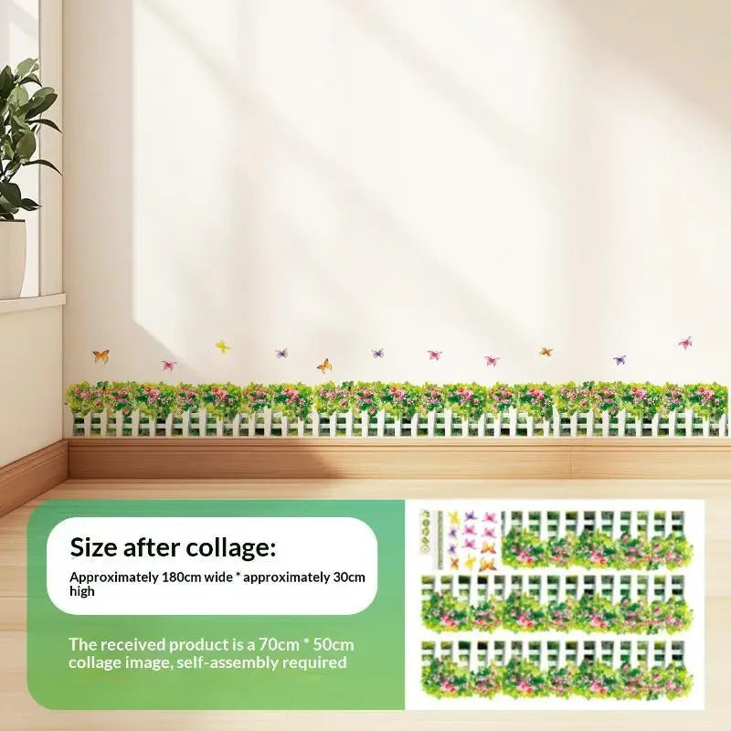 Floral Butterfly Border Wall Sticker – Removable PVC Decal