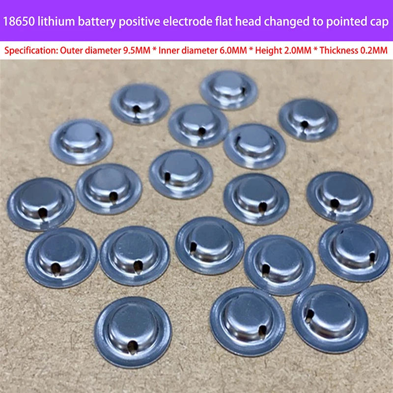 100pcs/lot 18650 Battery Flat Head To Change The Tip Cap 18650 Lithium Battery Positive Spot Welding Tip Cap Battery Accessories Oasis Select A3