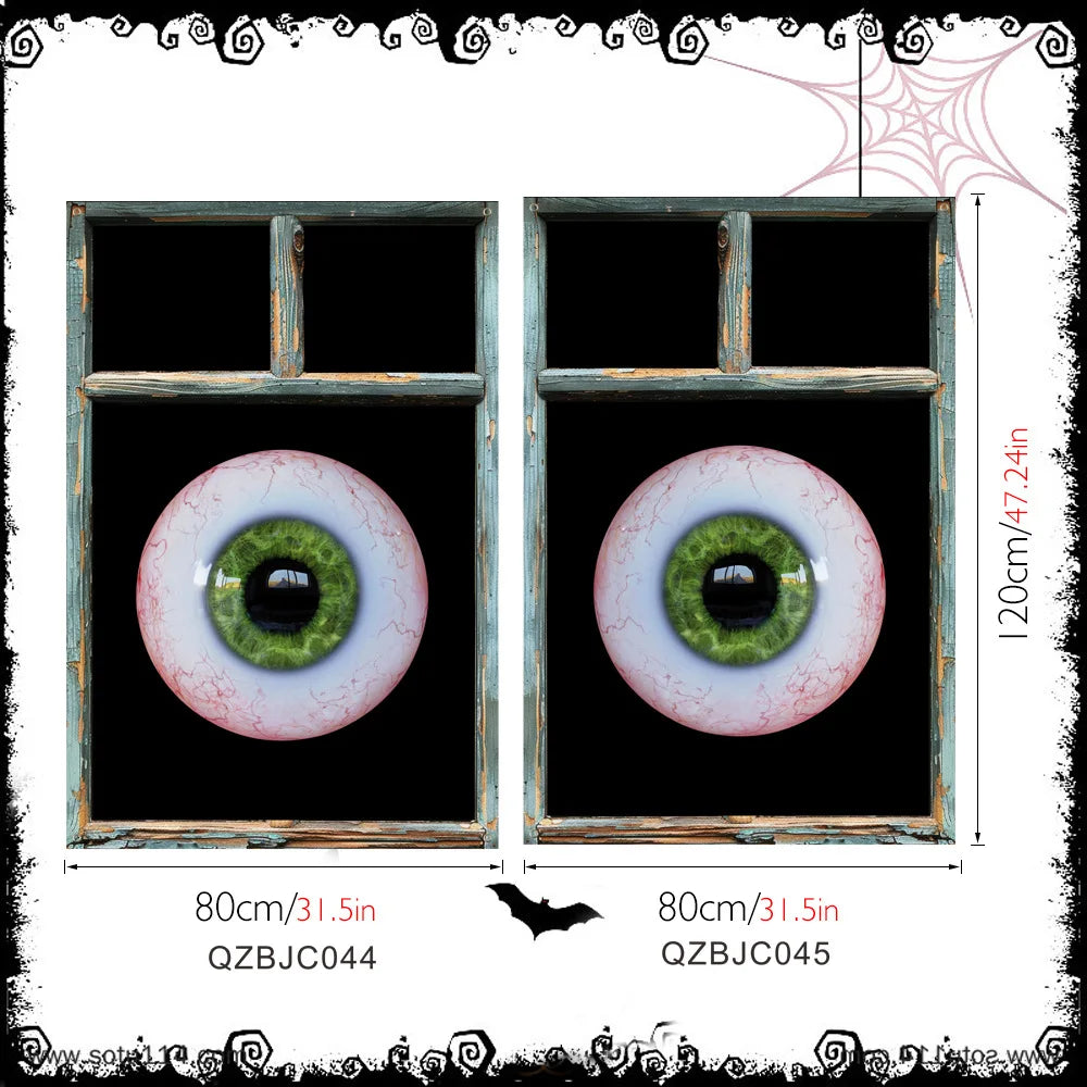 New Halloween Horror Eye Character False Window Decoration Holiday Window Costume Decoration Oasis Select QZBJC044 QZBJC045 With 10m ribbon