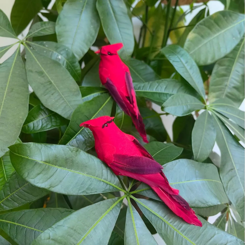 2PCS Handmade Simulation Parrot Creative Feather Lawn Figurine Ornament Animal Bird Garden Bird Prop Decoration Miniature Oasis Select