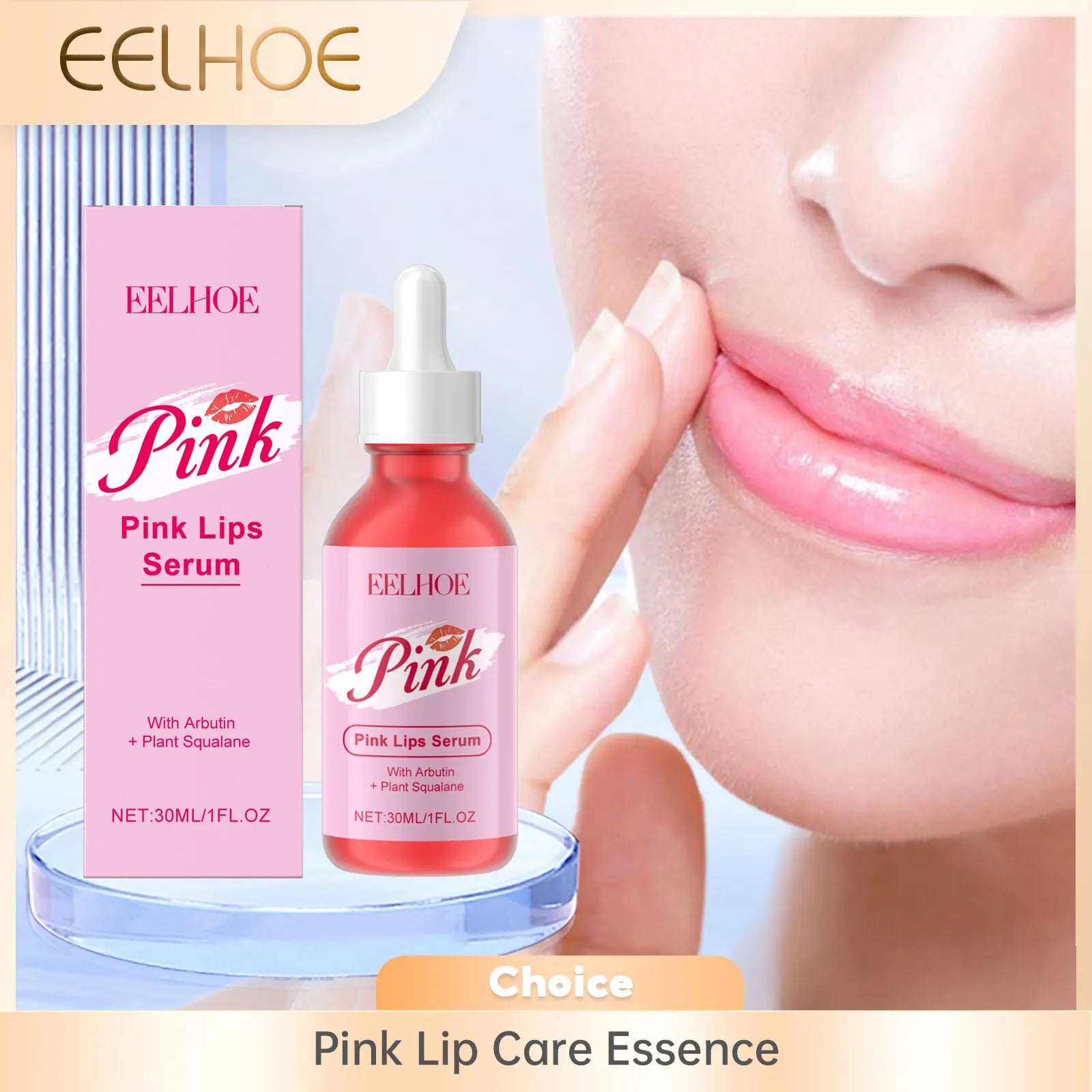 EELHOE Pink Lip Care Serum – Hydrating & Brightening 30ml Lip Care Serum Oasis Select