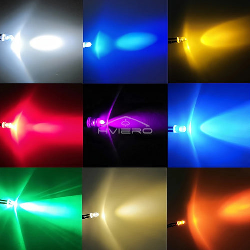 10-Pack 5mm Pre-Wired LED Bulbs DC 12V | 9 Colors, 20cm Cable Pre-Wired LED Diodes Oasis Select