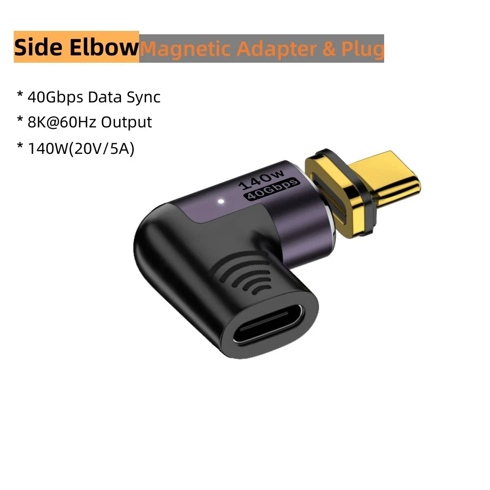 Magnetic USB-C Adapter | USB4 Thunderbolt 3, 140W, 40Gbps, 8K USB-C Magnetic Adapter Oasis Select Side Elbow