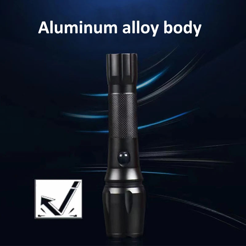 Super Bright LED Flashlight Aluminum Alloy Tactical Flashlights Telescopic Zoom Torch 5 Modes Portable Emergency Light Oasis Select