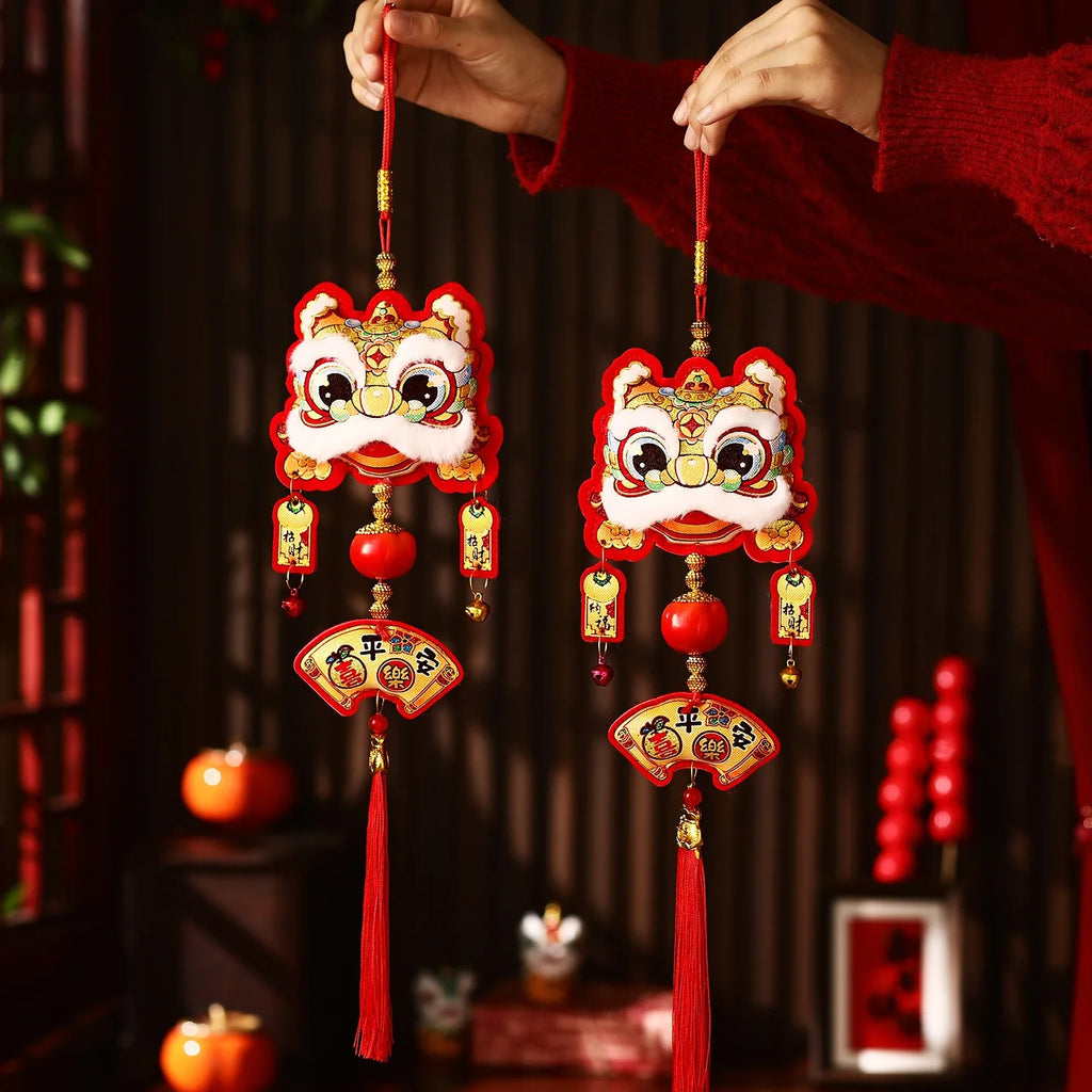 Chinese New Year Tassel Exquisite Lion Dance Pendant Spring Festival Hanging Traditional New Year Decoration For New Year Gifts Oasis Select