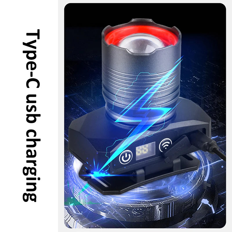 Multifunctional LED Headlamp with Red/White/UV Light 3 Light Source Induction Headlight USB Rechargeable Head Lamp New Arrival Oasis Select
