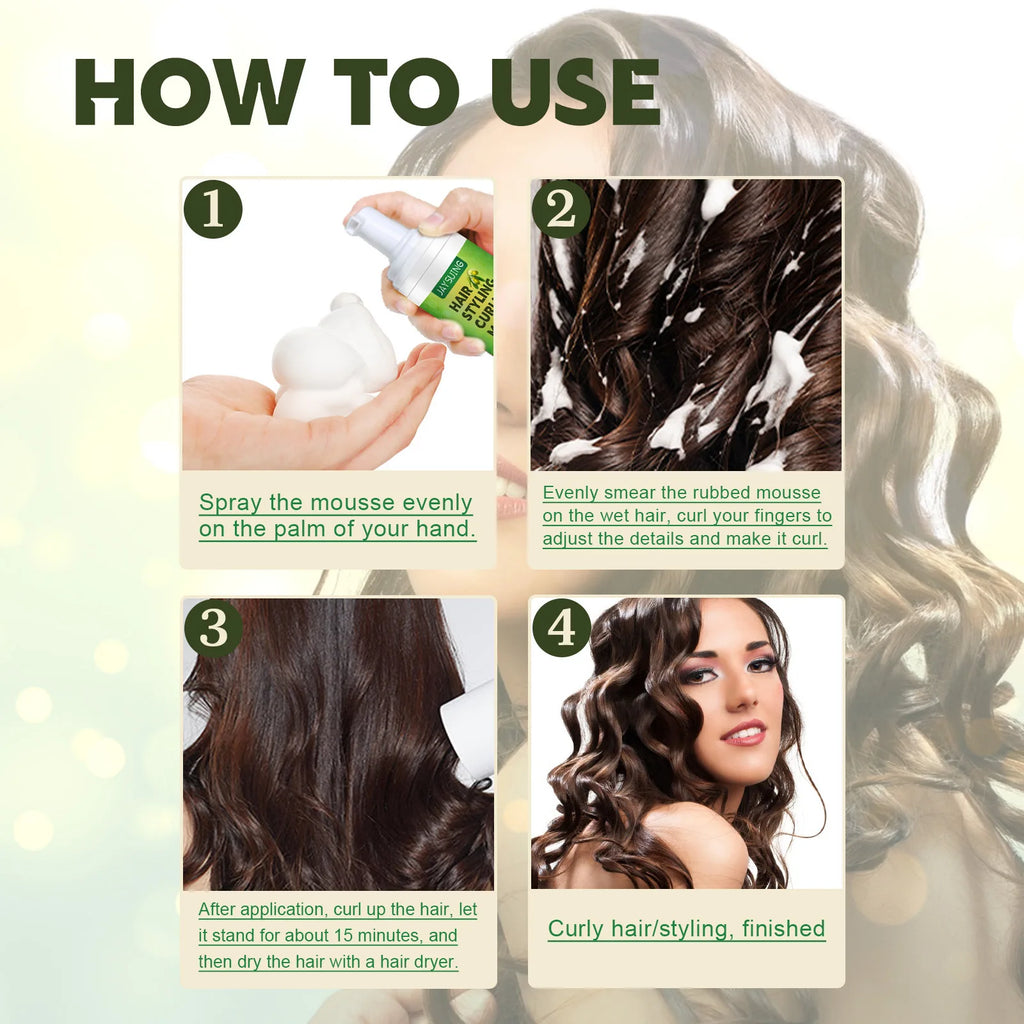 Curly Hair Styling Mousse Lasting Hold Improve Hair Shine Enhance Hairstyle Easy Shaping Rich Foaming Fashion Hair Fluffy Mousse Oasis Select
