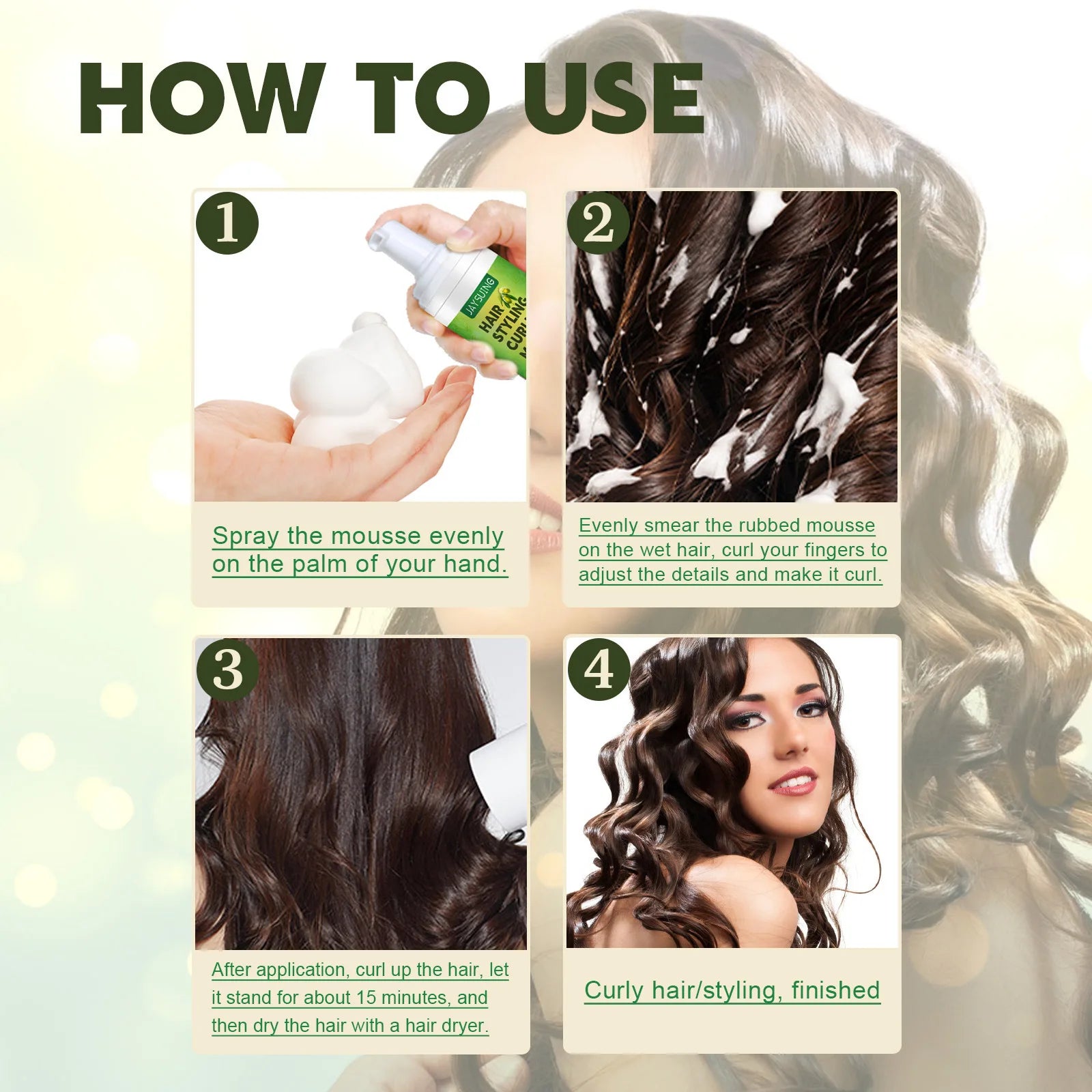 Jaysuing Curly Hair Mousse – Frizz-Free Hold, Shine & Definition Curl Styling Mousse Oasis Select